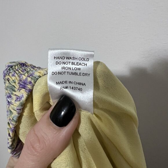 ENGLISH FACTORY Floral Tiered Midi Skirt Cottagecore Prairie Sz L Yellow Purple - Picture 7 of 8